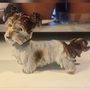 Wagner & Apel Schnauzer Dog Porcelain Figurine - Brown and White
